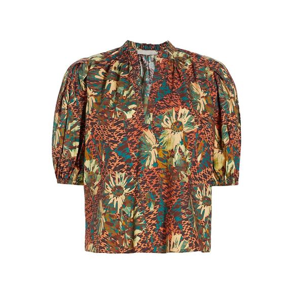 Ulla Johnson 'Tillie' Orange Cotton Floral Top Size 0 - Picture 1 of 4